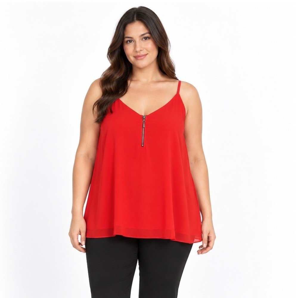 torrid Women's Zipper Front Swing Cami Red Corvette Spaghetti Strap Top Size 2X